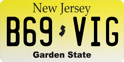 NJ license plate B69VIG