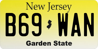 NJ license plate B69WAN