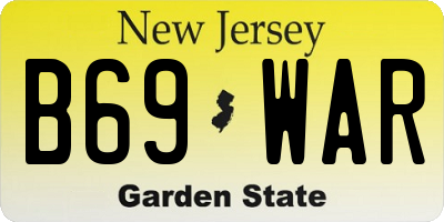 NJ license plate B69WAR