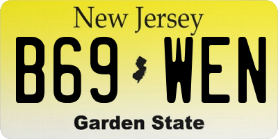 NJ license plate B69WEN