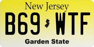 NJ license plate B69WTF