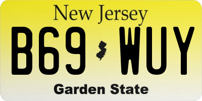 NJ license plate B69WUY