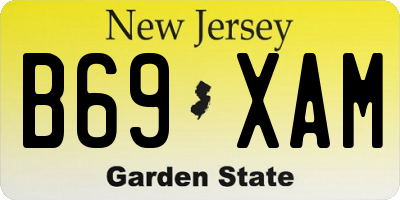NJ license plate B69XAM