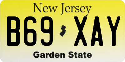 NJ license plate B69XAY