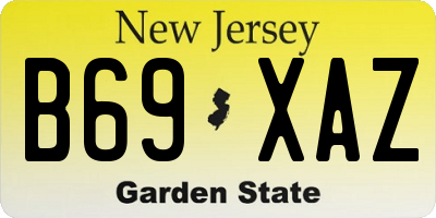 NJ license plate B69XAZ