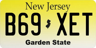 NJ license plate B69XET