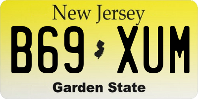 NJ license plate B69XUM