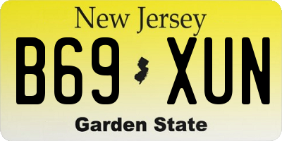 NJ license plate B69XUN