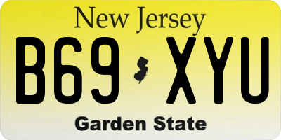 NJ license plate B69XYU