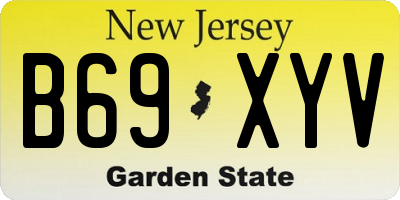 NJ license plate B69XYV