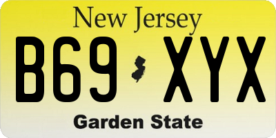 NJ license plate B69XYX