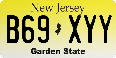 NJ license plate B69XYY