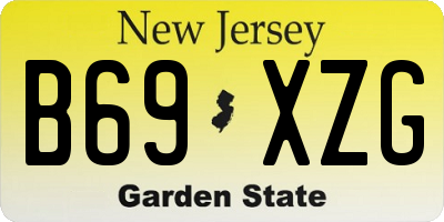 NJ license plate B69XZG