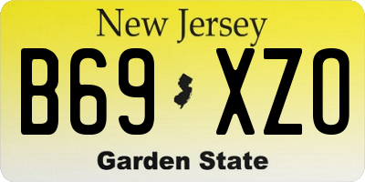 NJ license plate B69XZO