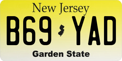 NJ license plate B69YAD