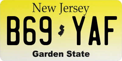 NJ license plate B69YAF