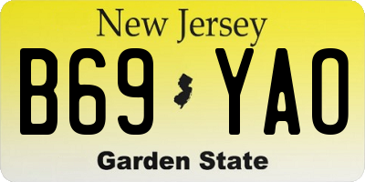 NJ license plate B69YAO