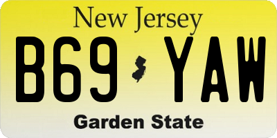 NJ license plate B69YAW