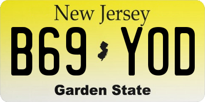 NJ license plate B69YOD