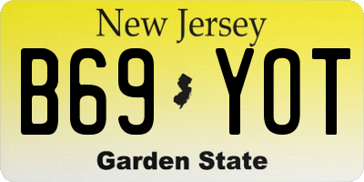 NJ license plate B69YOT