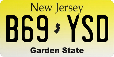 NJ license plate B69YSD