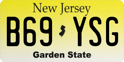 NJ license plate B69YSG