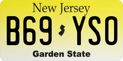 NJ license plate B69YSO