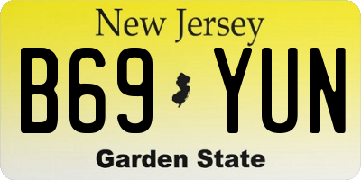 NJ license plate B69YUN