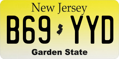 NJ license plate B69YYD