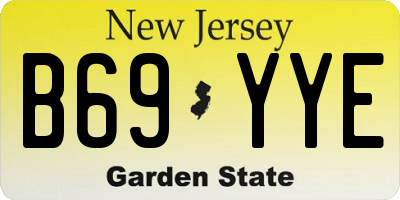 NJ license plate B69YYE