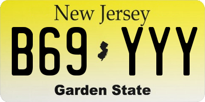 NJ license plate B69YYY