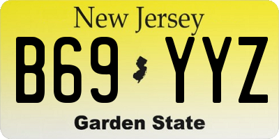NJ license plate B69YYZ