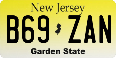 NJ license plate B69ZAN
