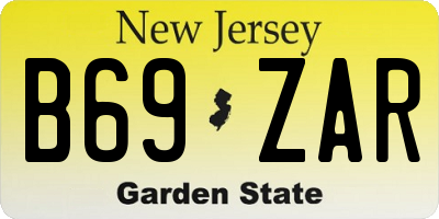 NJ license plate B69ZAR