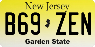 NJ license plate B69ZEN