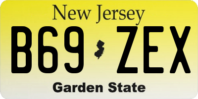 NJ license plate B69ZEX