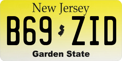 NJ license plate B69ZID