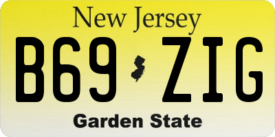 NJ license plate B69ZIG