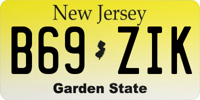 NJ license plate B69ZIK