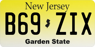 NJ license plate B69ZIX