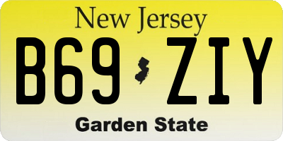 NJ license plate B69ZIY