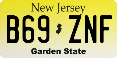 NJ license plate B69ZNF