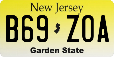 NJ license plate B69ZOA