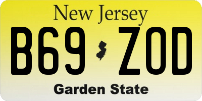 NJ license plate B69ZOD