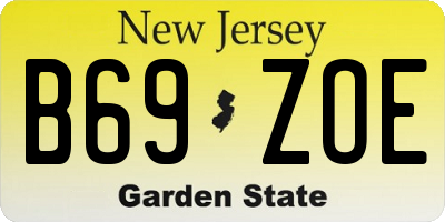 NJ license plate B69ZOE