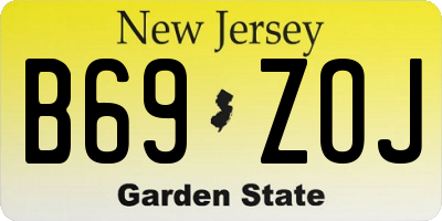 NJ license plate B69ZOJ