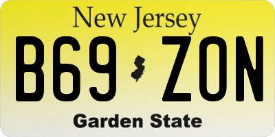 NJ license plate B69ZON