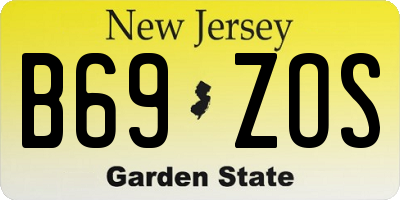 NJ license plate B69ZOS