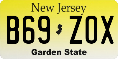 NJ license plate B69ZOX