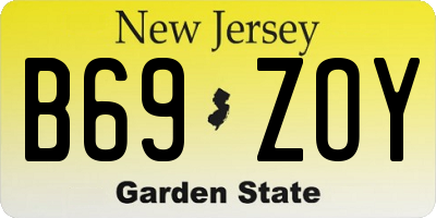 NJ license plate B69ZOY